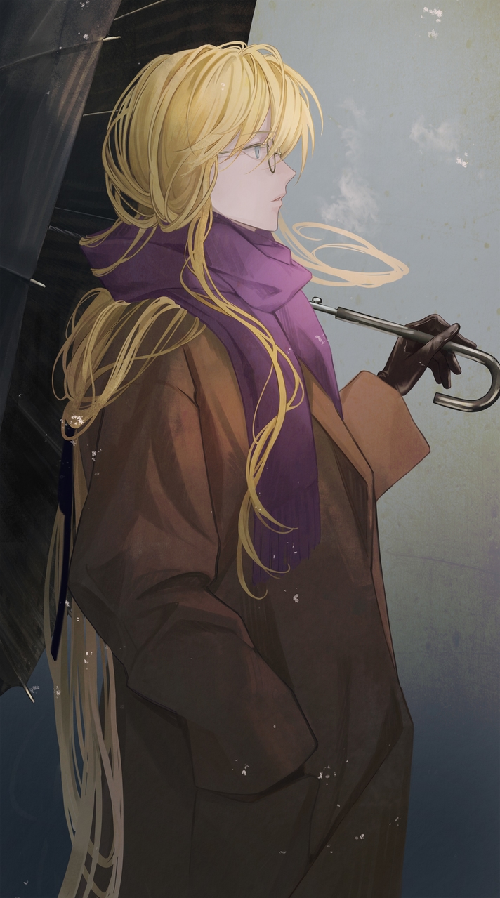 冬 Illust of ゆき太 October2022,MonthlyContest:HairColor glasses umbrella sideface