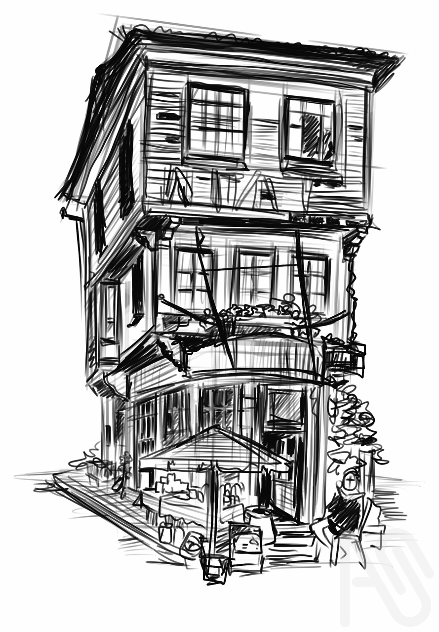 建築透視練習 Illust of BunnyCat 光 art 光影練習 建築 模写 practice procreate 日常练习 练习作品 透視