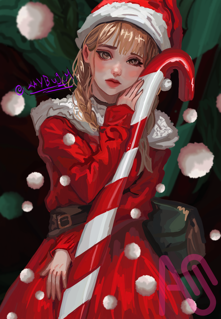 Christmas girl  Illust of Kaybug.H art cute digital oc Christmas semirealism kawaiigirl realism hoildays christmasgirl