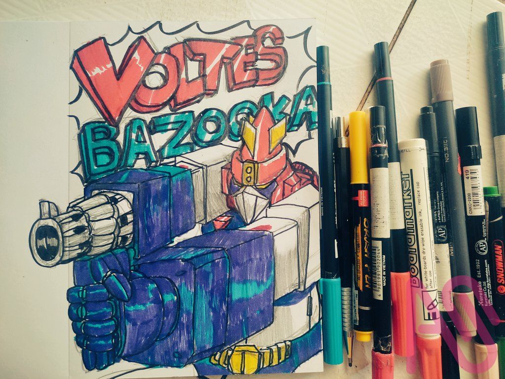 VOLTES V  Illust of Adhi Trahono digital mecha superrobot analog AnalogDrawing