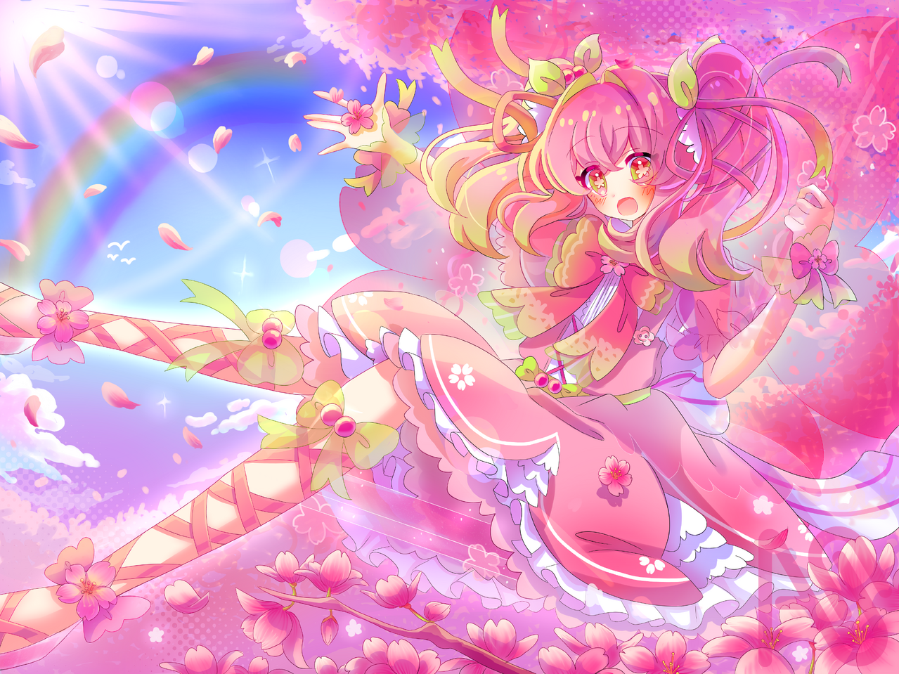桜の妖精ちゃん🌸🍒 Illust of ちーず girl sakura pink original oc