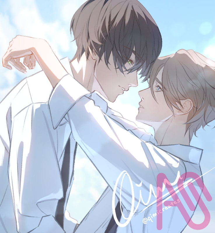 Just Hold On Tight To Me | 俺にしっかりつかまってればいいんだよ Illust of Qimi 泣蜜 BL summer illustration original male oc man pretty sea handsome