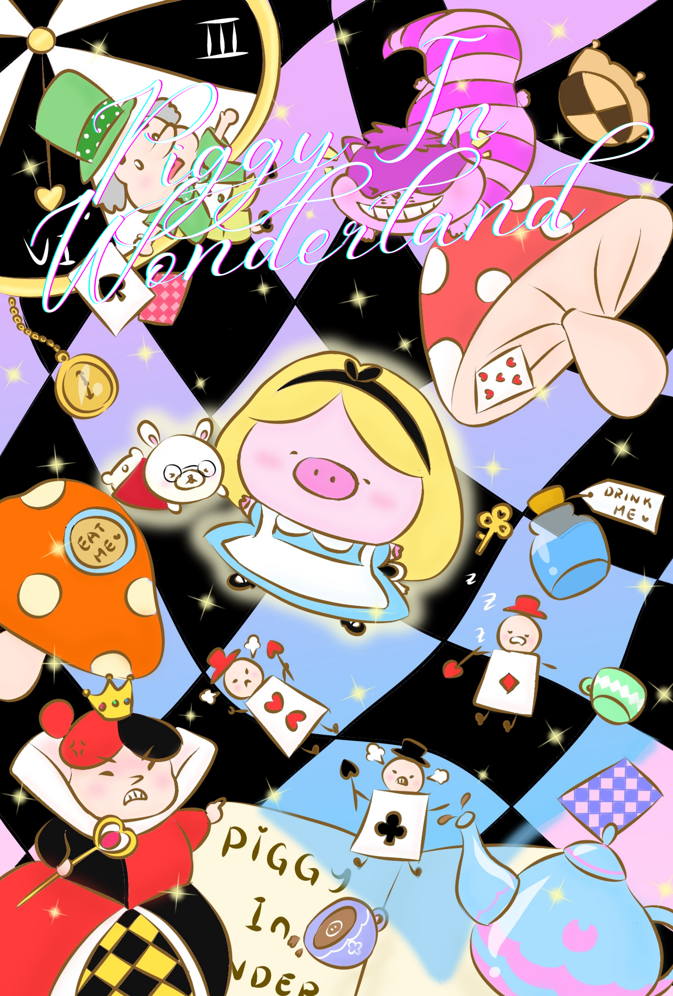 【ALICE IN WONDERLAND】手描き イラスト アート Alice in wonderland🐰 OinkOink Company - イラスト ART street