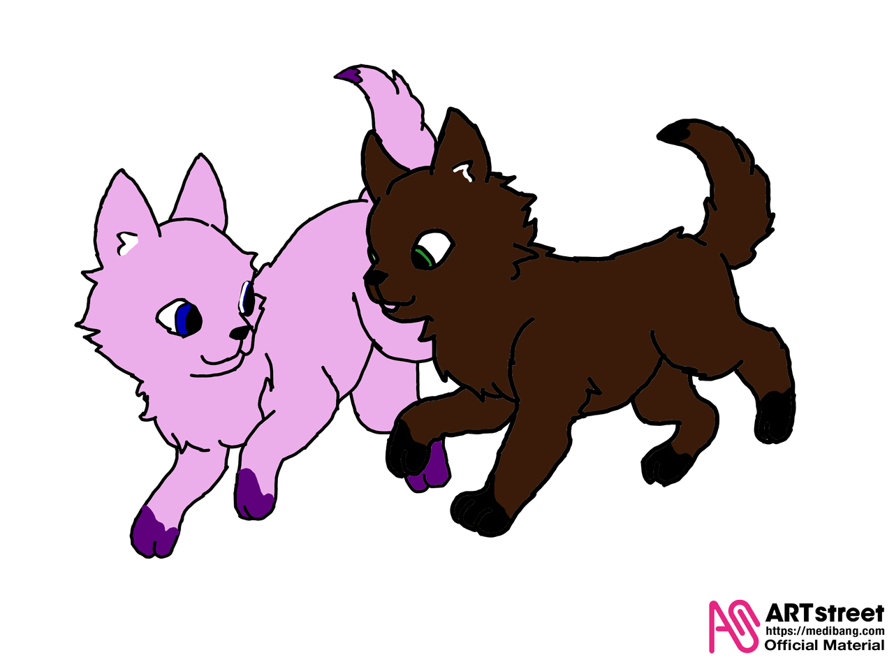 Two pup wolfs Eevee fan dog Illustrations ART street