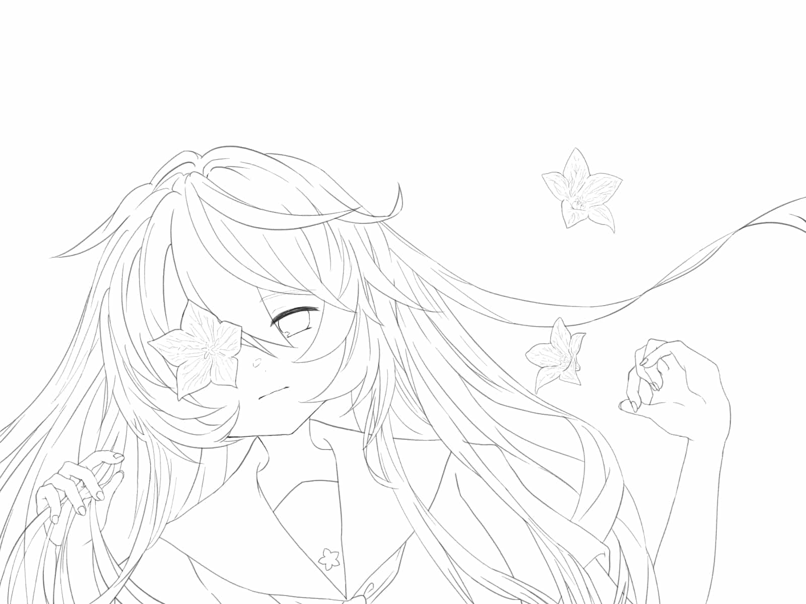 創作の塗ってどうぞな線画です 語彙力 姫桔梗 代選結果発表 Illustrations Art Street