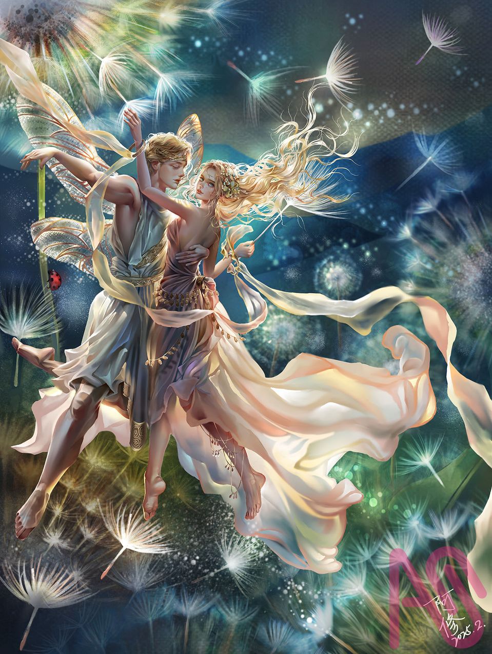 跟我一起飛吧 Illust of dreamingfire girl 王子 奇幻 精靈 蒲公英 飛