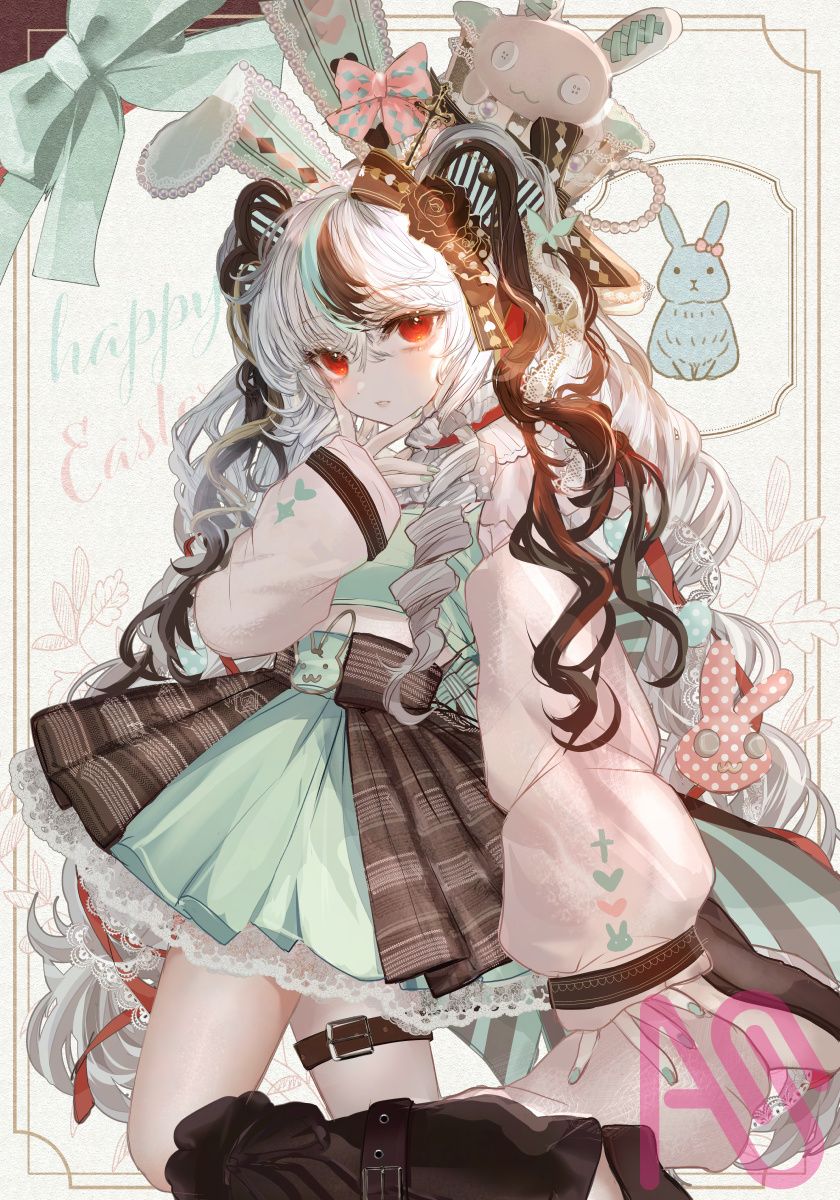 Easterbunny🐰 Illust of こもりひっき🦋初書籍★メルヘンファンタジー衣装アイデアbook girl rabbit illustration original digital oc kawaii spring イースター