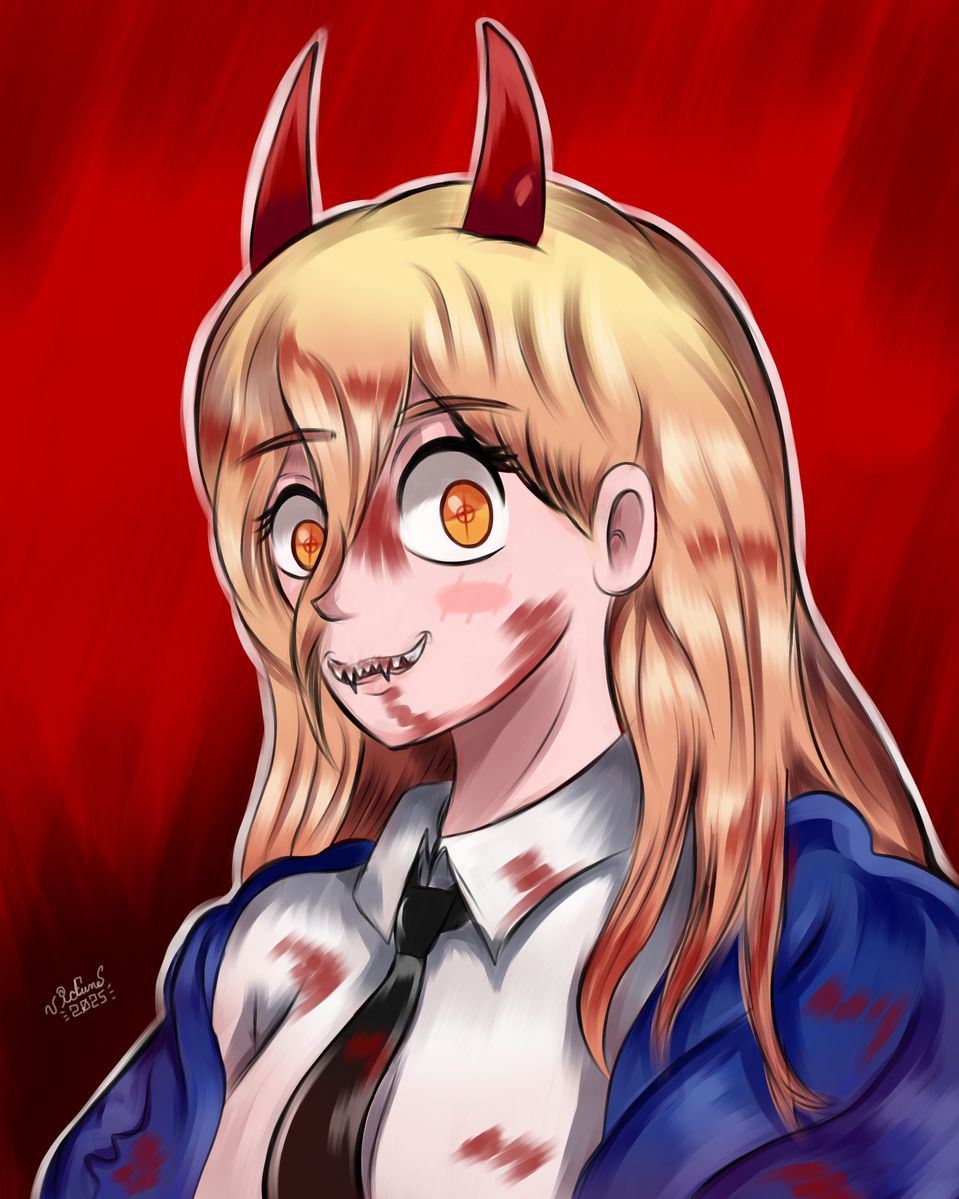 Pooower!! 😈🩸 Illust of vicfunes fanart illustration anime digital blood animegirl cutegirl power devilgirl ChainsawMan