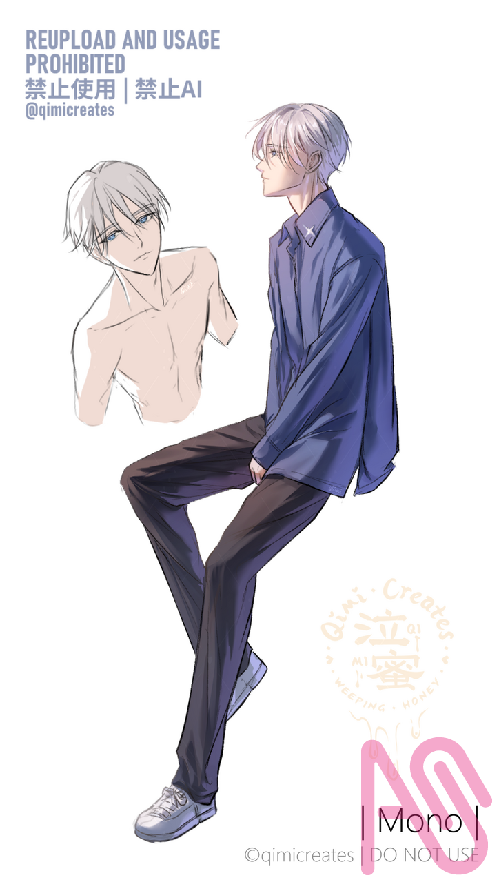 [OC] Mono | モノ Illust of Qimi 泣蜜 BL illustration sketch original male oc man handsome FatedOnceAgain