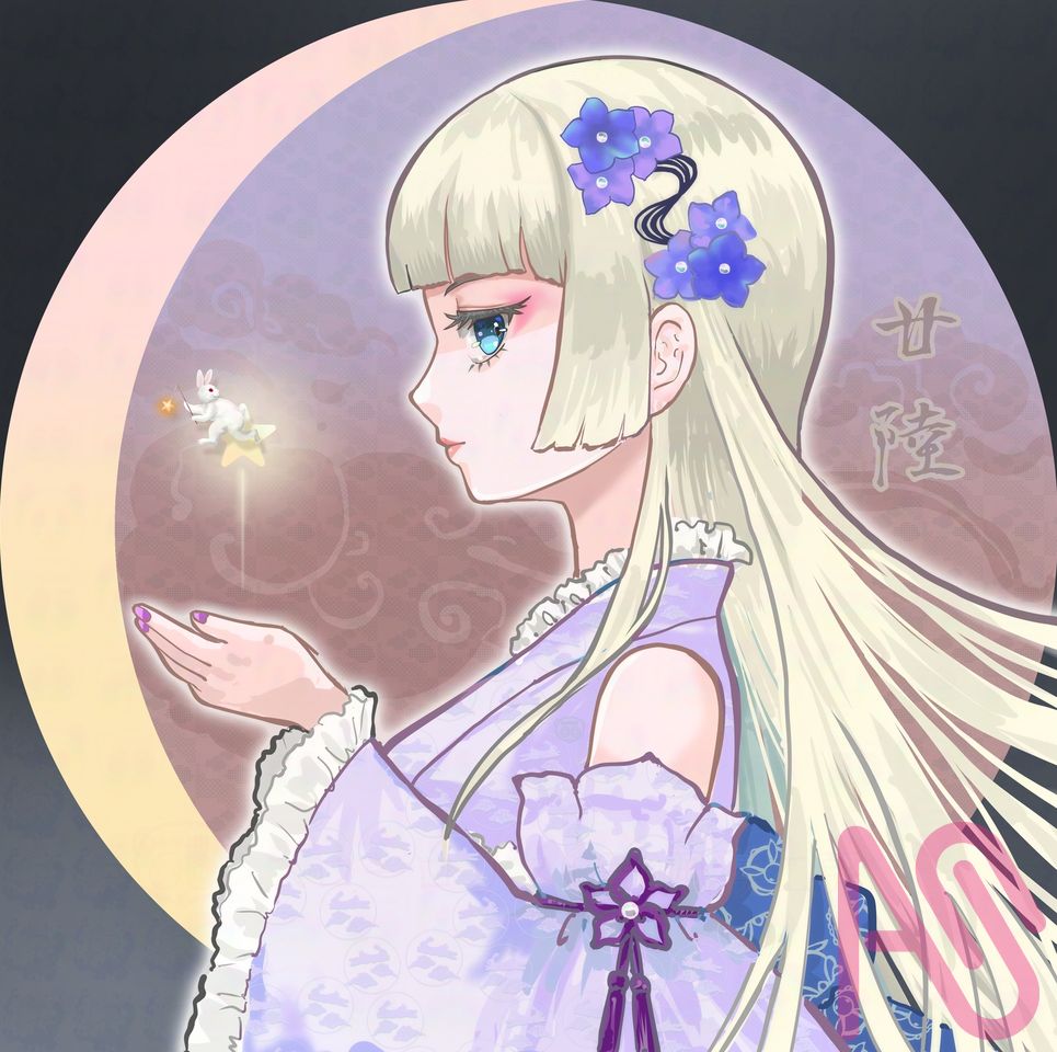 月の位相26ー有明月(ありあけづき) Illust of スローロリス１号 girl cute 月の擬人化 逆三日月