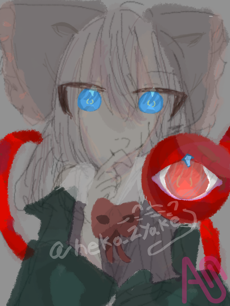 元こめれいさんへ Illust of ねこじゃけ🐱🍣 girl cute kawaii よその子 代理 代理ちゃん借りました