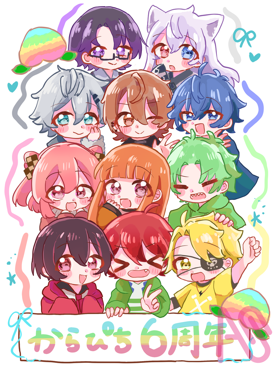 からぴち6周年おめでと〜！🌈🍑 Illust of 桃瀬ぴーちっつ おめでとう 6周年 カラフルピーチ からぴち 神絵師はこちら↑ 絵柄かわよ