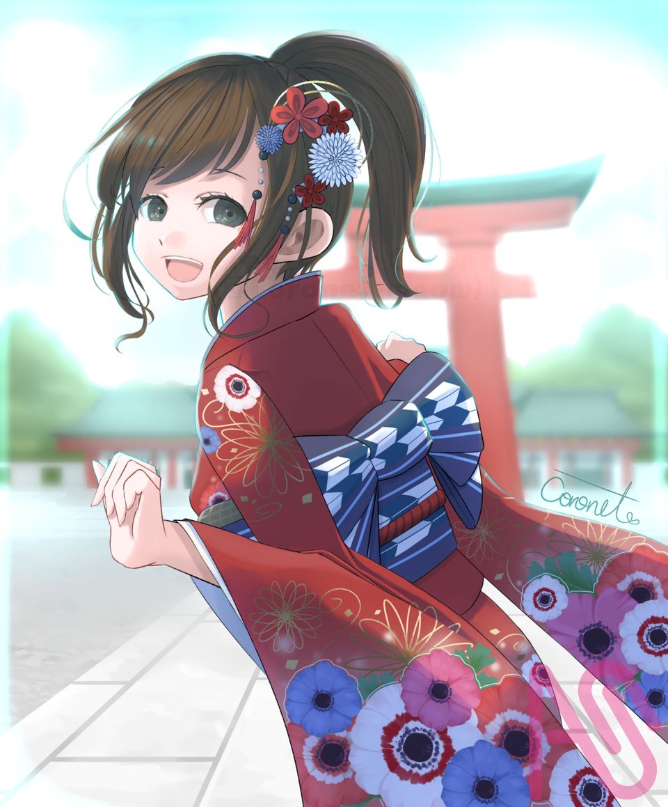 俊午 Illust of Coronet kimono girl illustration original 正月