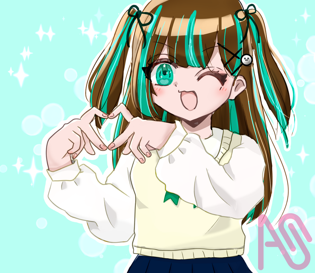 みんなありがと！ふぉろわー１００人おめでたい！！ Illust of 🍫輝餅 ちょこ🎀＠代選~１/３１まで✨ girl oc kawaii 女の子かわいい オリキャライラスト チョコミント ちょこみんとであーと🍫