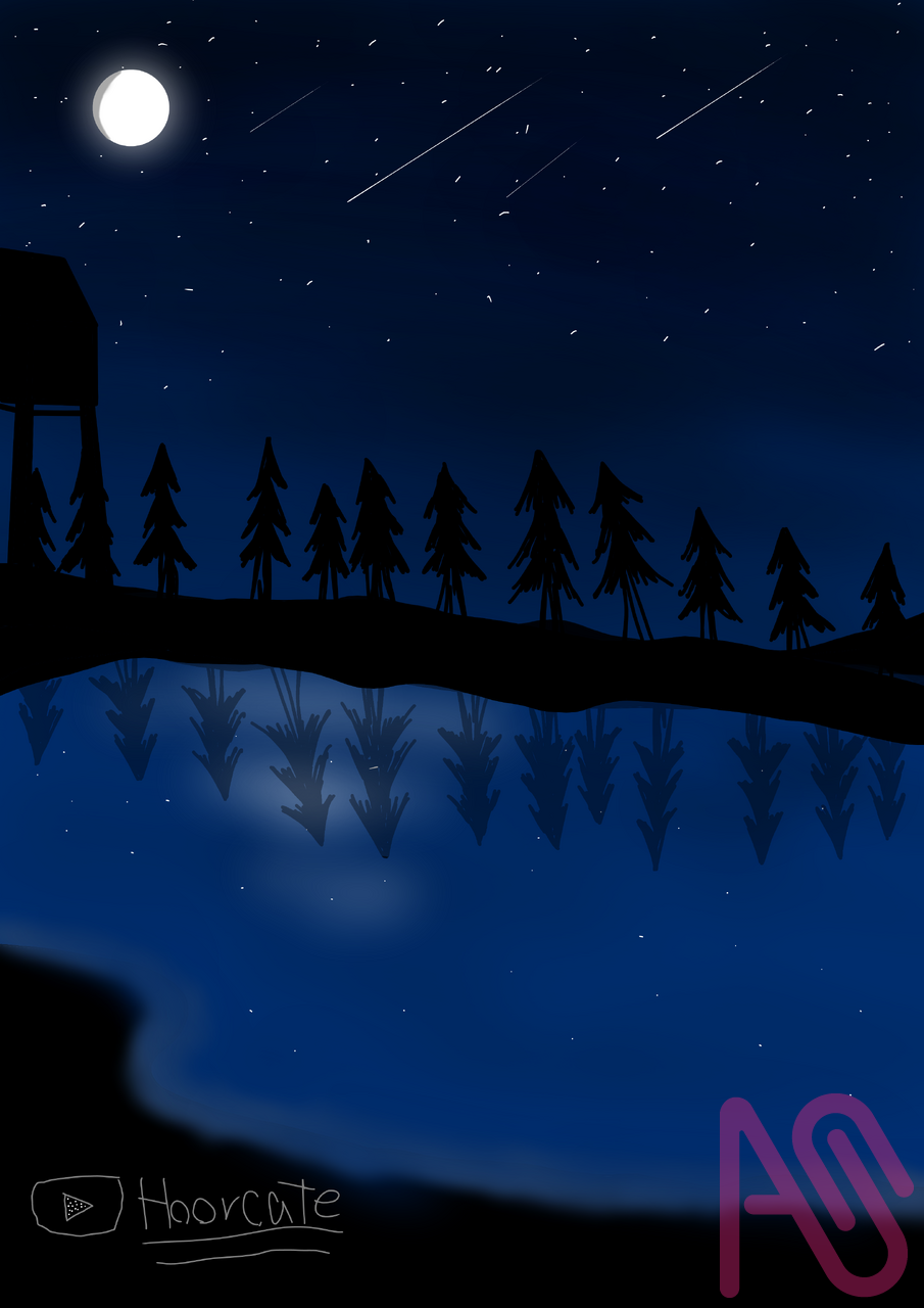 I drew quite night 🌙  Illust of hoorx art original digital ليل