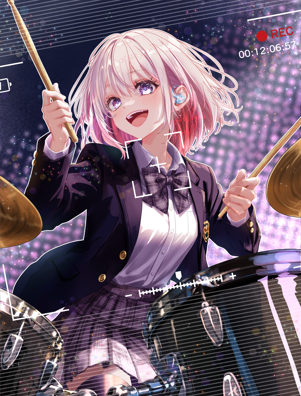 Wonderful!!!!!! Illust of ichiiShiki girl uniform female illustration art original digital oc kawaii ドラム