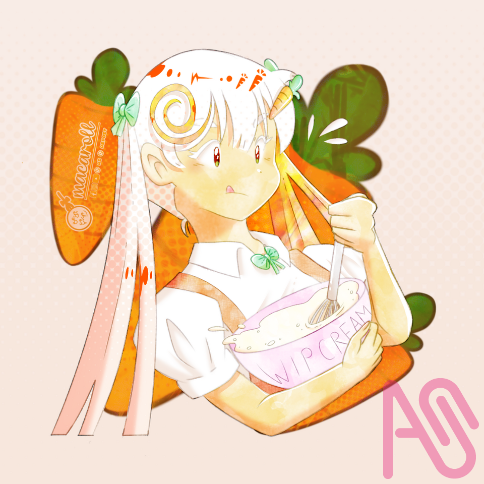 🥕 WIPCREAM 🍰 Macarollのイラスト オリキャラ cream carrot Cooking macaroll