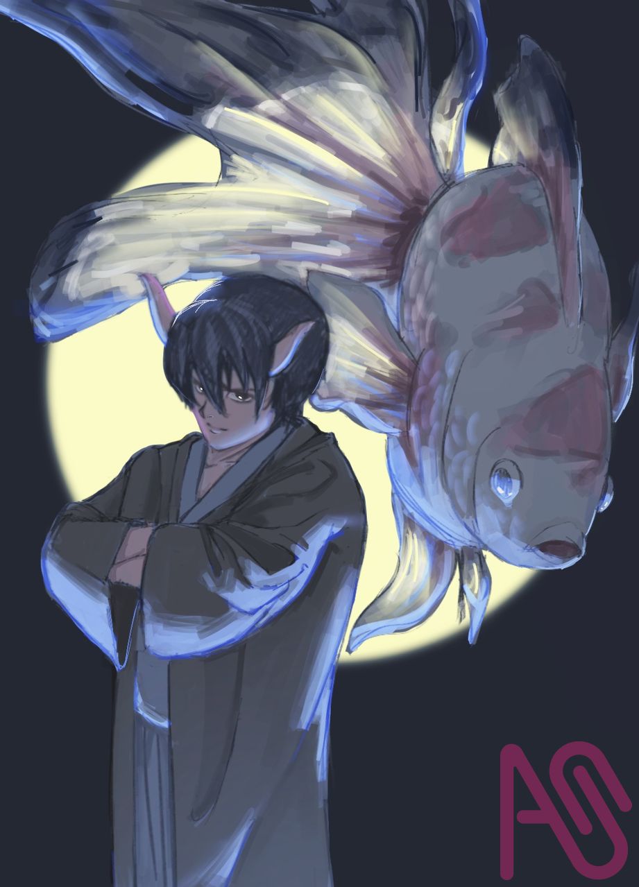 鬼と金魚 Illust of わかばマーク 鬼 illustration original oc goldfish