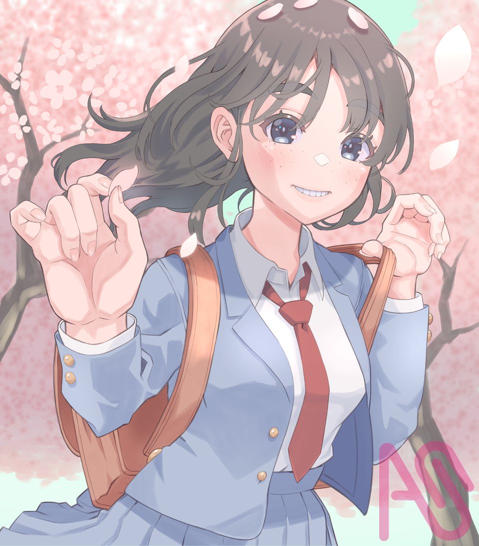 さくら Illust of 波来重吾 CherryBlossomIllustrationCampaign 女子高生 girl sakura JK GetToKnowArtists イラスト好きな人と繋がりたい