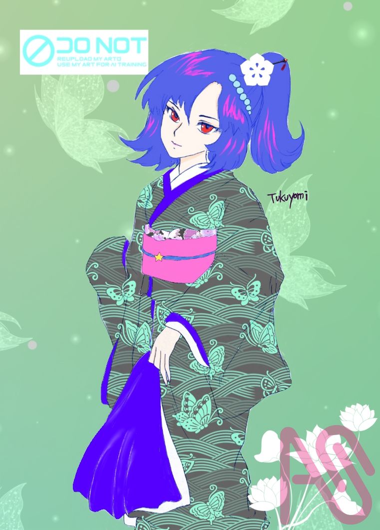 夏の涼を感じる背景　　輝子さん Illust of tukuyomi illustration original medibangpaint oc characterdesign ibispaint ツクヨミアート 芽出衣学院 だいあなあぽろあーと