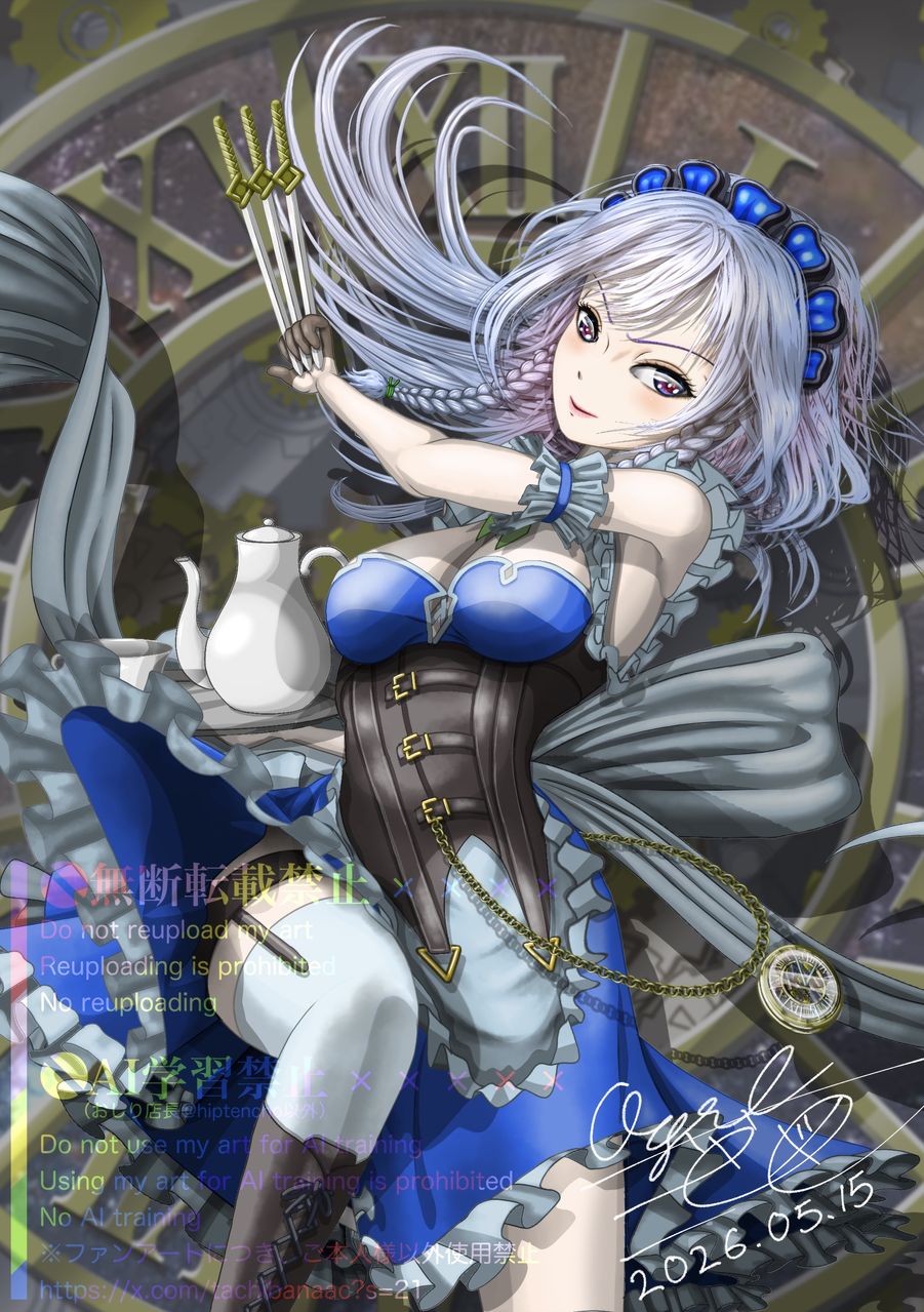 十六夜咲夜【東方project】 Illust of 大賀　三芭図（tachibanafactory） maid fanfic fanart 十六夜咲夜 咲夜 メイド服 Touhou_Project animegirl 十六夜 東方イラスト