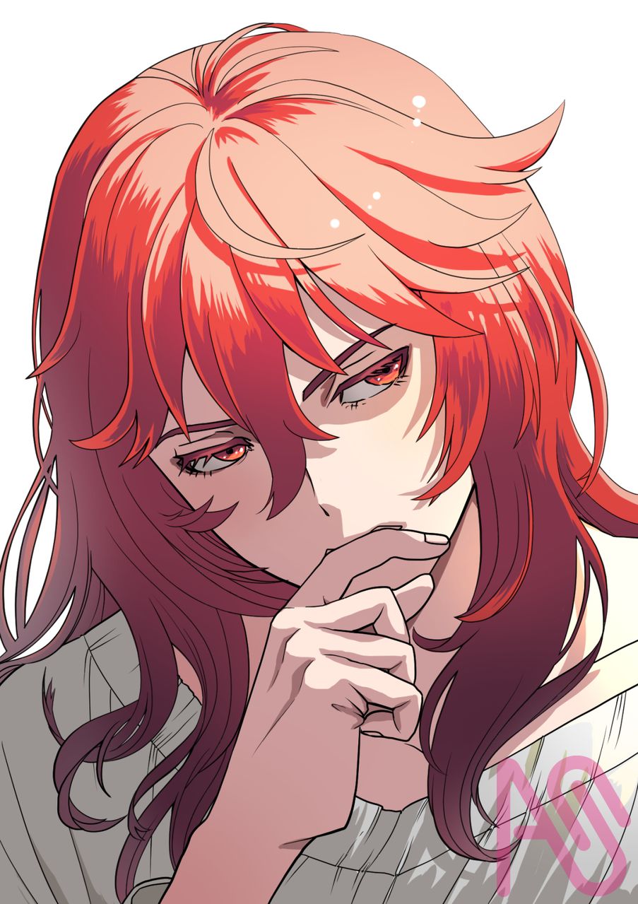 思案 Illust of 鳳小羽 青年 long‐haired_man 赤い髪