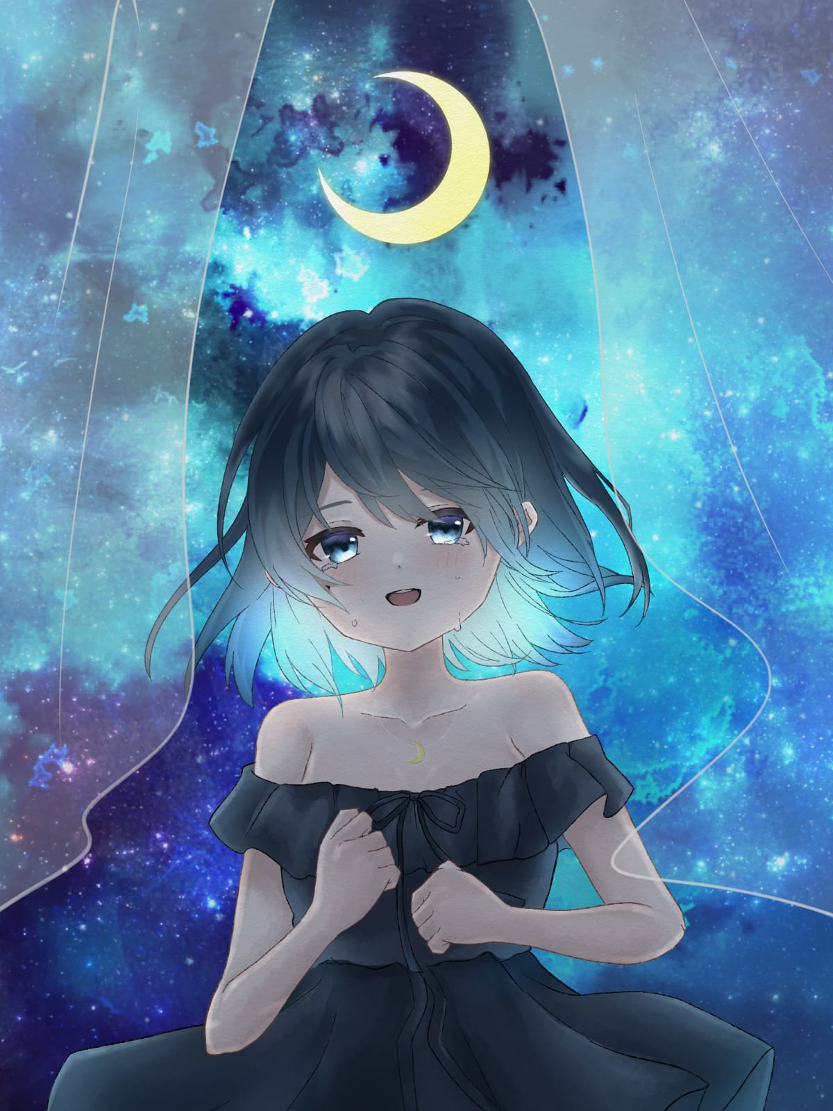 月が綺麗ですね 姫桔梗 イラスト Art Street アートストリート