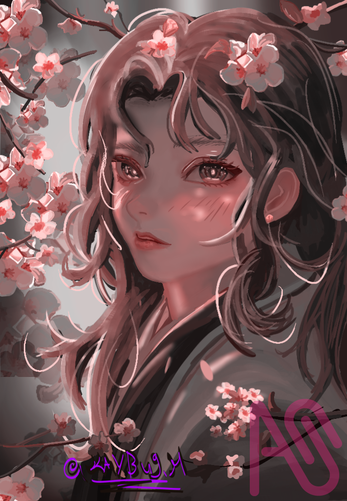 Cherry blossoms  Illust of Kaybug.H CherryBlossomIllustrationCampaign girl art manga digital oc ContestEntry cherryblossom kawaiigirl