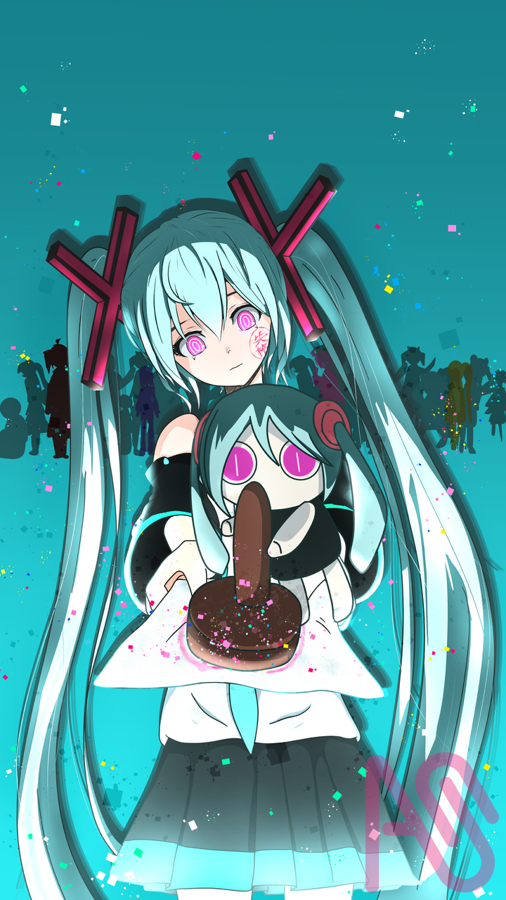 合格⭕初音ミク❌失格 Illust of xieyouyuesena twin_ponytails girl hatsunemiku 水色 cute kawaii 青色 miku 水色髪