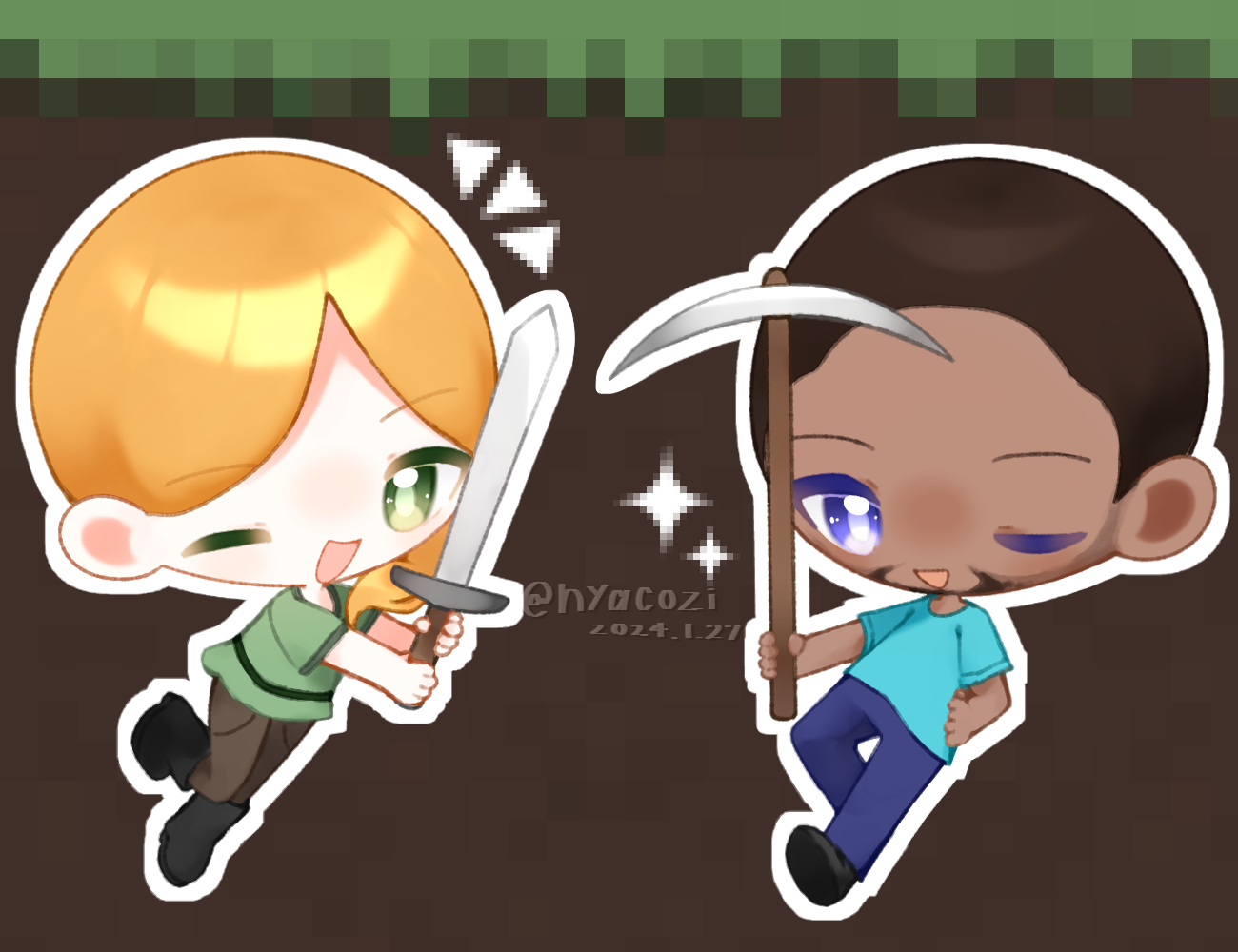 Minecraft】アレックスとスティーブ nyacozi - Illustrations ART street