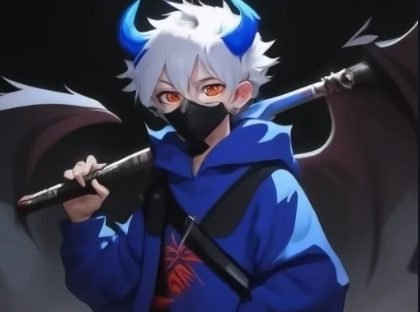 👿 Illust of 死 demon blue cute boy wings shorthair