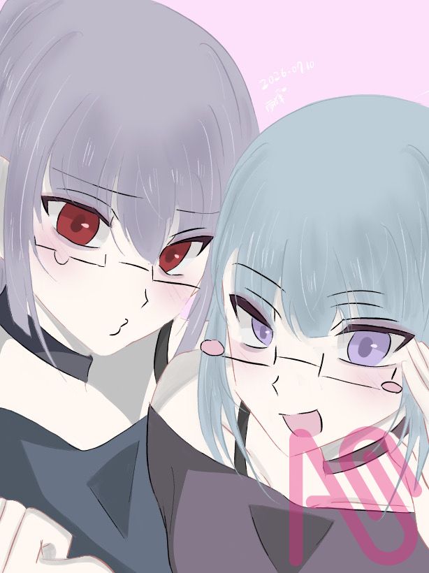 《鏡頭外的我們》 Illust of 雨沫 anime 日本 oc ponytail 長髮 女生 自創人物 紫髮 藍毛 雙人