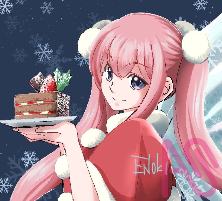夢庵ちゃん Illust of エノキ fanfic fanart illustration pink よその子 Christmas 代理 夢庵ちゃん ねこぢた