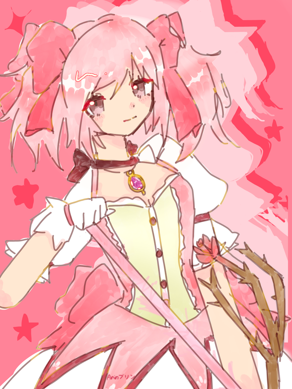 ✨🌷Kaname Madoka🎀🌸 Illust of ☆Arinプリン🍎🍮 pink magic cute kawaii flower MadokaKaname madoka Kaname