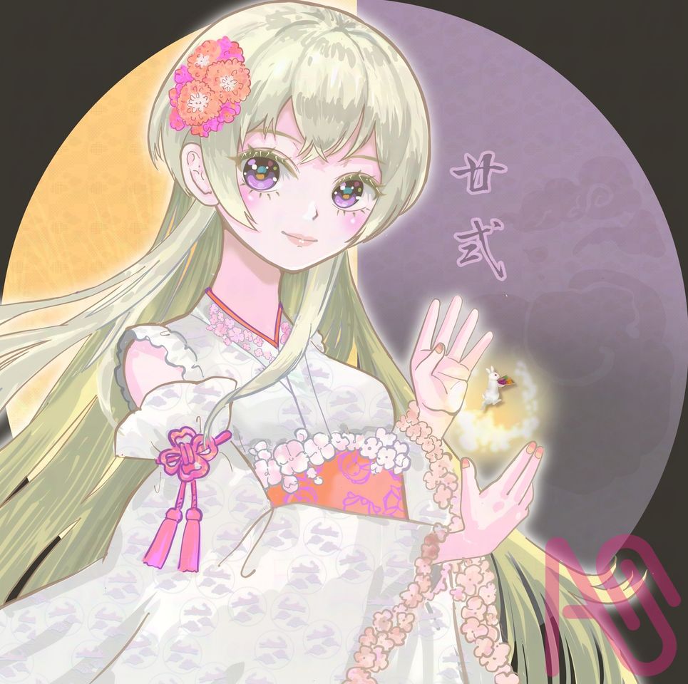 月の位相22ー下つ弓張(しもつゆみはり) Illust of スローロリス１号 girl cute 半月 月の擬人化 月齢22