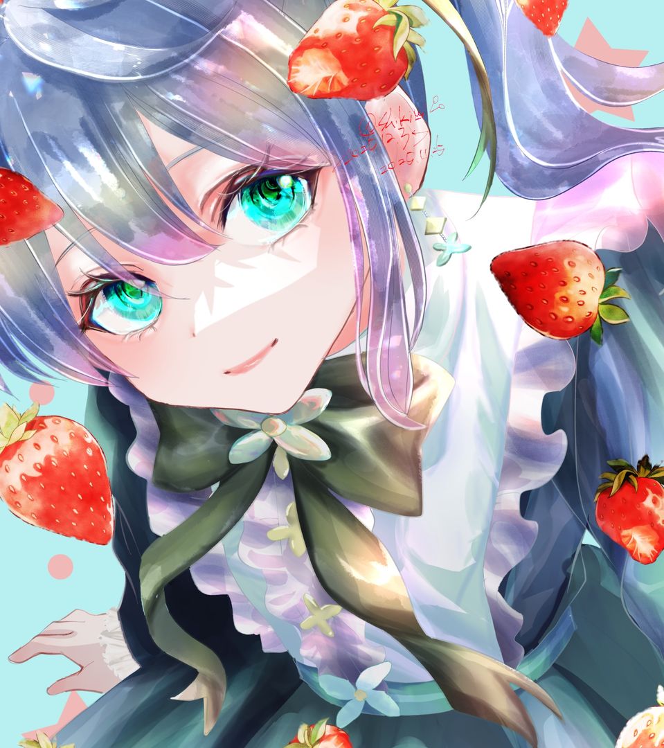 もものさん誕生日おめでとう🎉 Illust of Shiki fanfic girl blue female illustration digital kawaii flower 代理 雲の日光浴