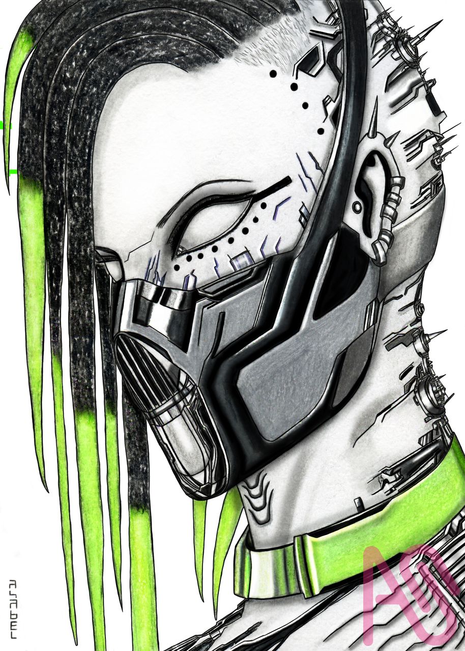 NK-RC8 Illust of asabelmori drawing art character portrait cyberpunk cyborg cyber