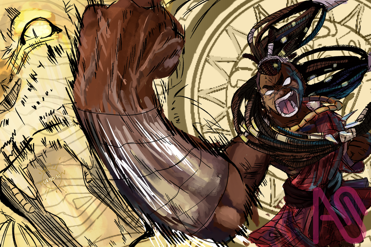 Yao! [Red flower]  Illust of Turbo_sun56 fanart drawing illustration art manga digital medibang Lion afro Turbo_sun56