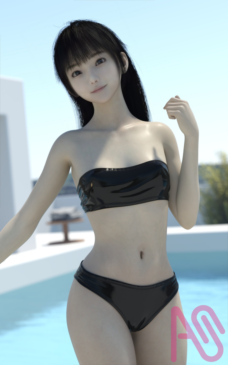 プールサイド Jackie Jackson의 일러스트 소녀 창작 bikini 수영복 3DCG DazStudio Photoreal