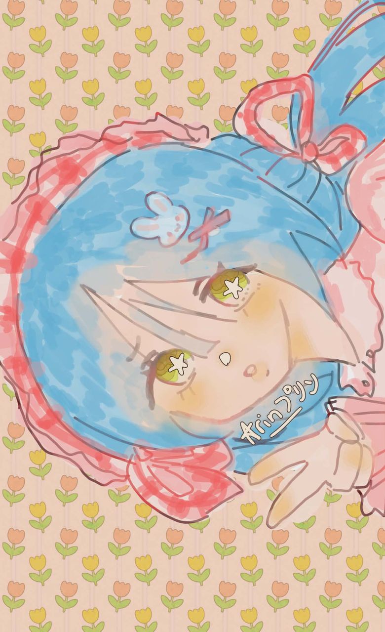 ⟡⋆⭒˚.⋆۶۟ৎ Illust of ☆Arinプリン⭐️🍮 pink cute kawaii bunny star paper