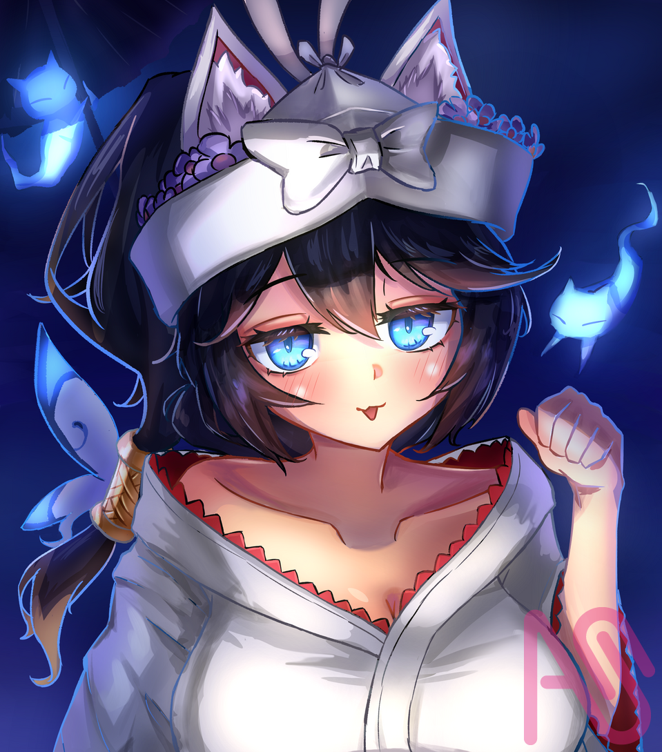 Mitama the Oracle Illust of MinG girl cat_ears battlecats
