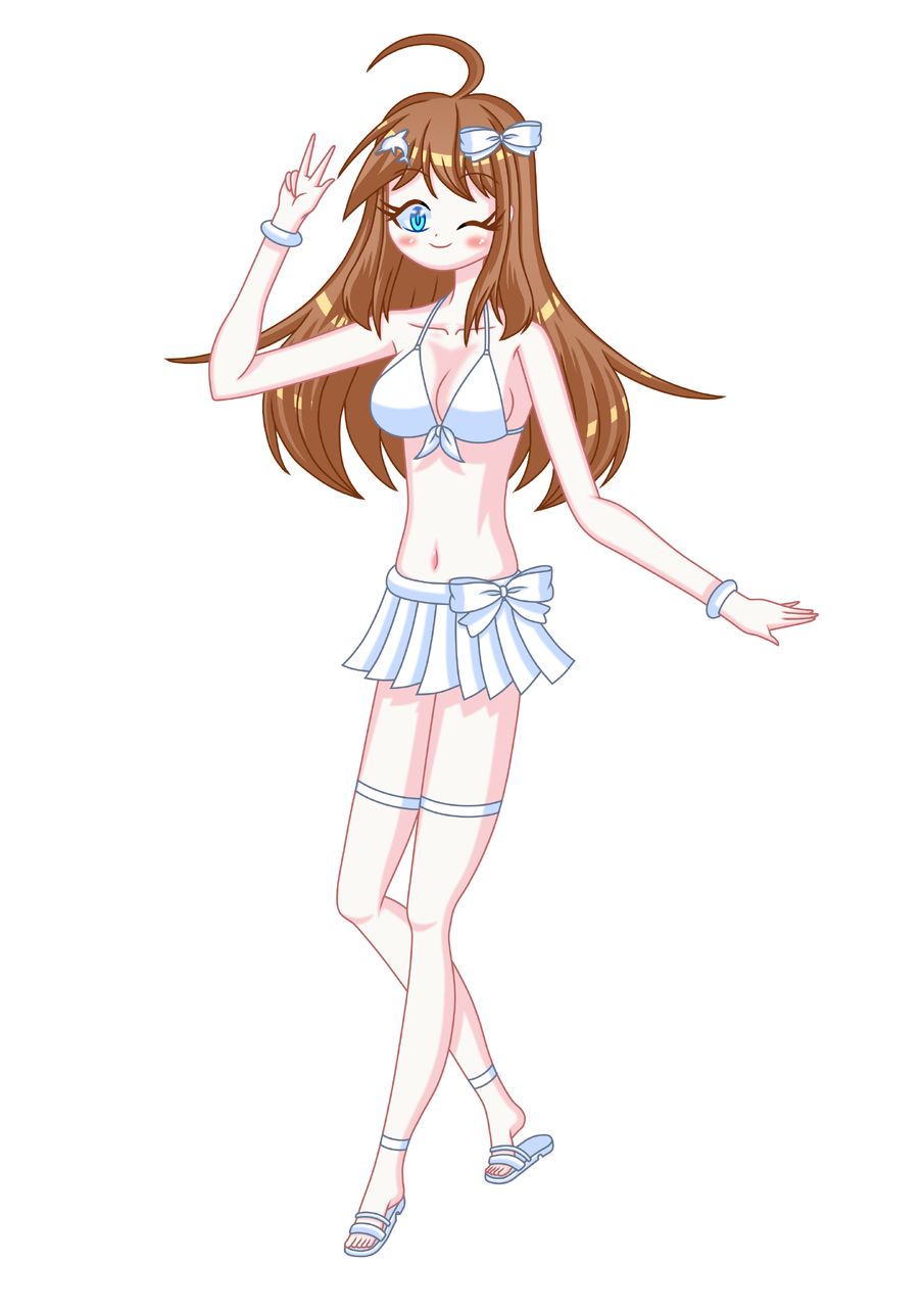 輝くウキウキ夏デラックス Illust of ヒイラギの助 girl original medibangpaint smile オシャレ colorful swimsuit 明るい 美肌 美しいウインク