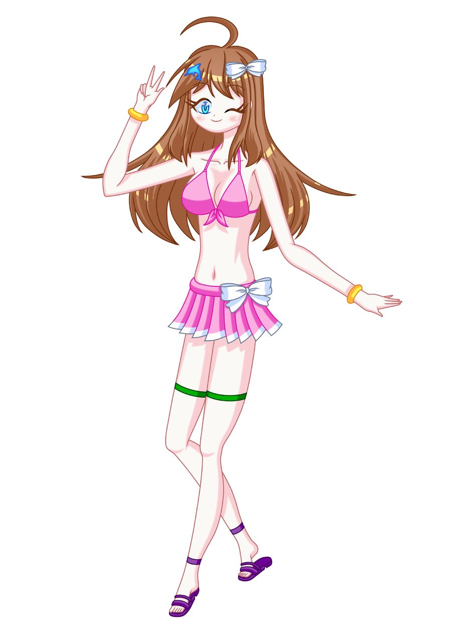 輝くウキウキ夏デラックス Illust of ヒイラギの助 girl original medibangpaint smile オシャレ colorful swimsuit 明るい 美肌 美しいウインク