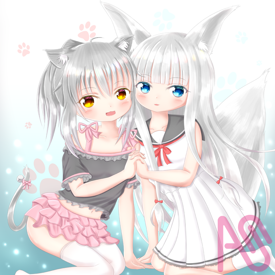 😺✨🦊 Illust of 路邊的野猫 girl うちの子 cute kawaii ponytail よその子 animal_ears 過去絵 longhair 絵柄が好みって人にフォローされたい