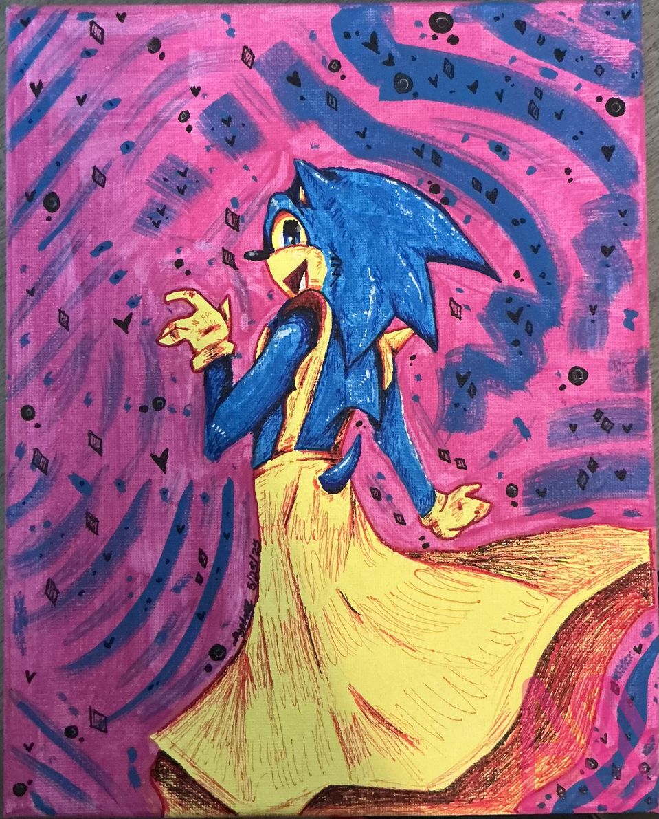 Sonic in a maid fit Illust of LKMr.Raz painting fun random mixedmedia Sonic SonicTheHedgehog pens