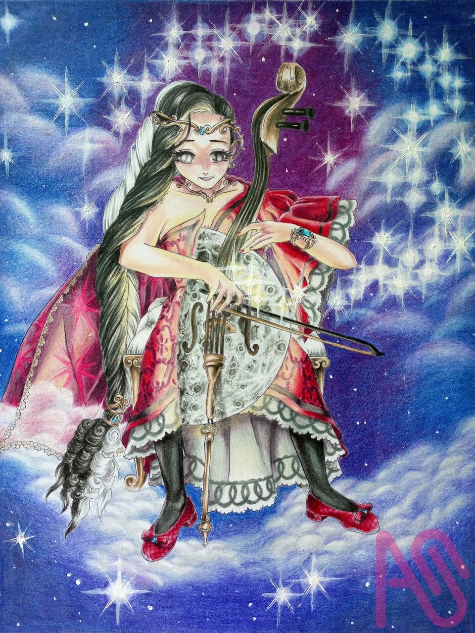 Luna Cuarto Creciente Illust of Eucaris Art illustration medibang illustrations originalcharacters fantasyart personajeoriginal criaturasmágicas