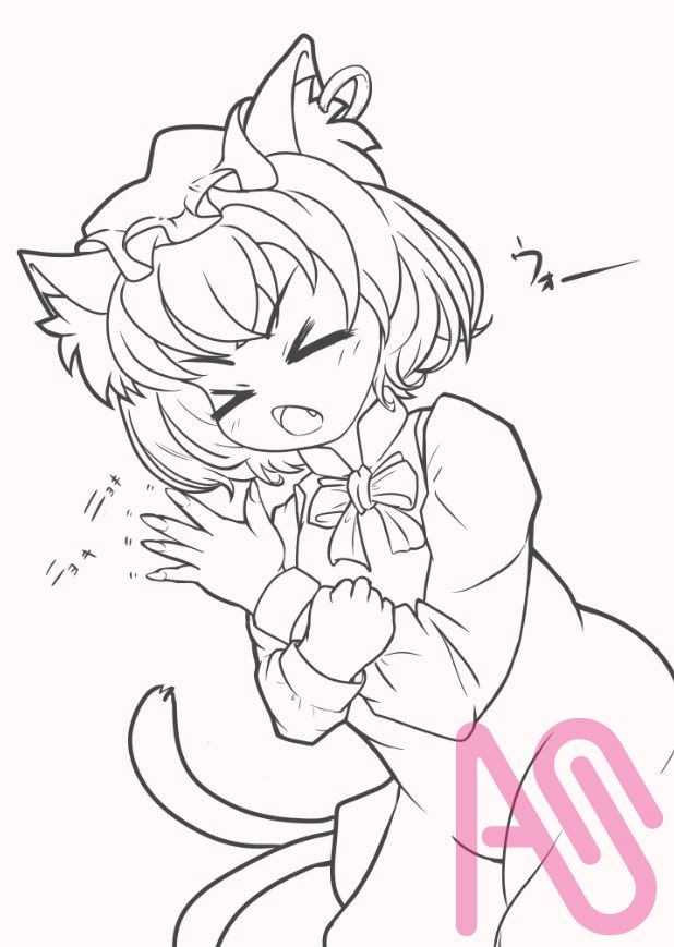 線画が一杯　夢も一杯です（=´ω`=）─3ﾌｰ Illust of タロウぽん girl cat_ears 橙 Touhou_Project ルーミア ちぇん