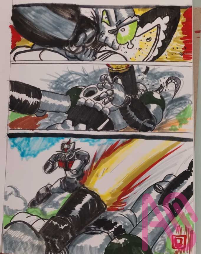ROCKETTO PAAAAANCHI!!! Illust of Adhi Trahono mecha superrobot analog MazingerZ AnalogDrawing RocketPunch