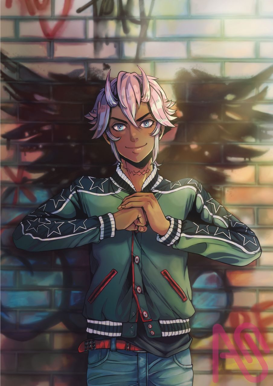 Painted Wings Illust of Art Zero drawing illustration art anime original digital male boy oc graffiti