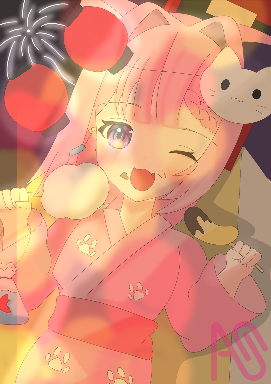 夏祭り✨🎇 Illust of てぃな(夏休み期間だけフォロバ中!!✨) kimono 夏祭り 花火 かわいい系 絵柄が好みって人にフォローされたい